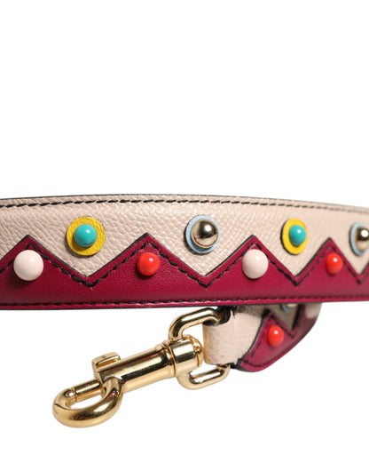 Dolce & Gabbana Leather Metal Shoulder Strap - Beige Gold Multicolor Red
