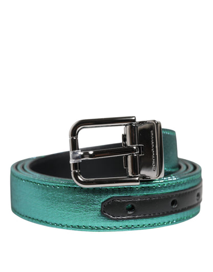 Dolce & Gabbana Polyester Lurex & Calf Leather Belt - Black Green Silver