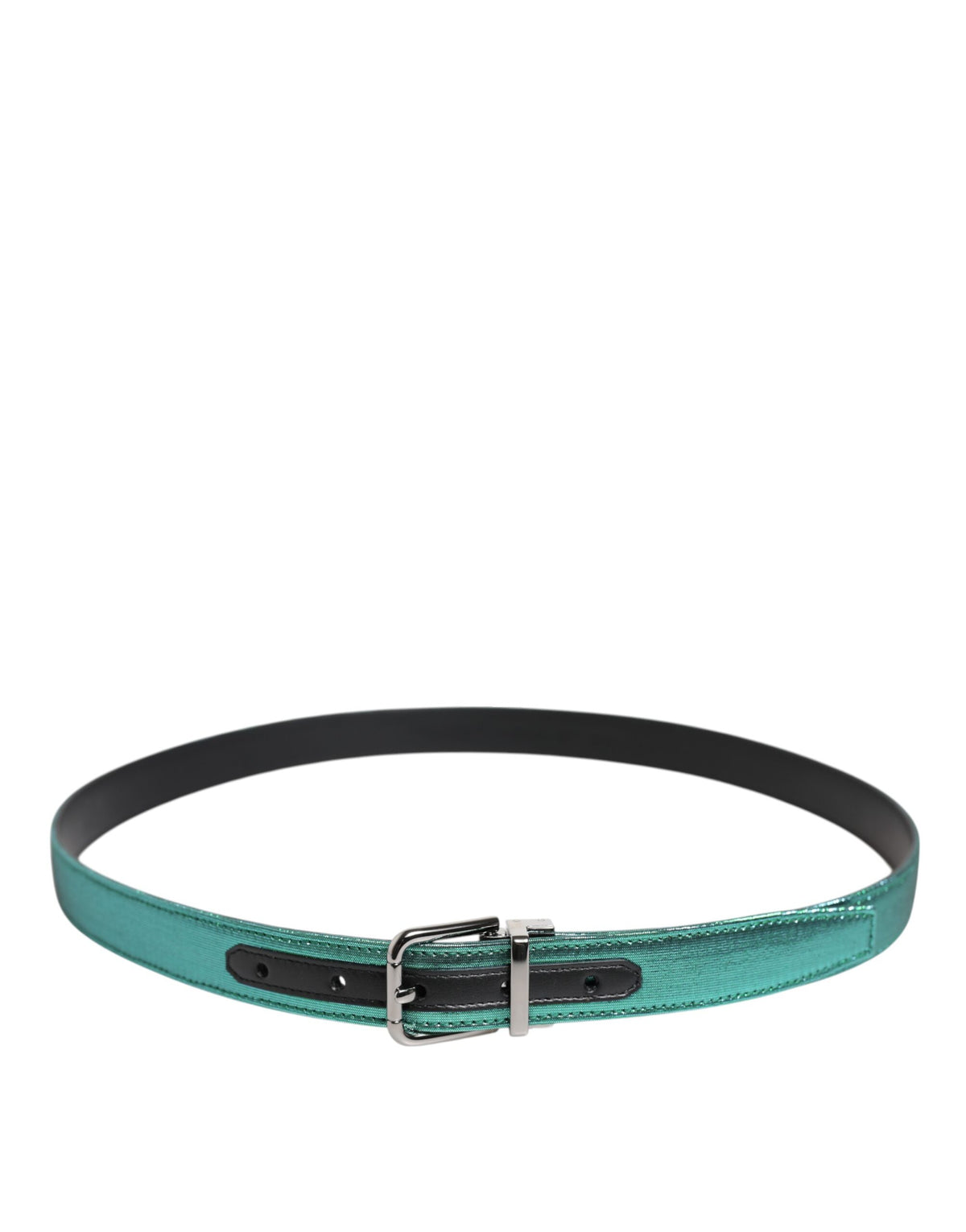 Dolce & Gabbana Polyester Lurex & Calf Leather Belt - Black Green Silver