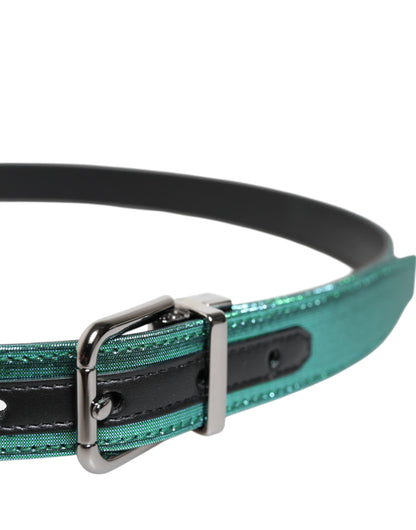 Dolce & Gabbana Polyester Lurex & Calf Leather Belt - Black Green Silver