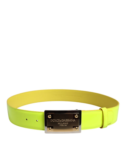 Dolce & Gabbana Calf Leather Belt - Green Silver Yellow