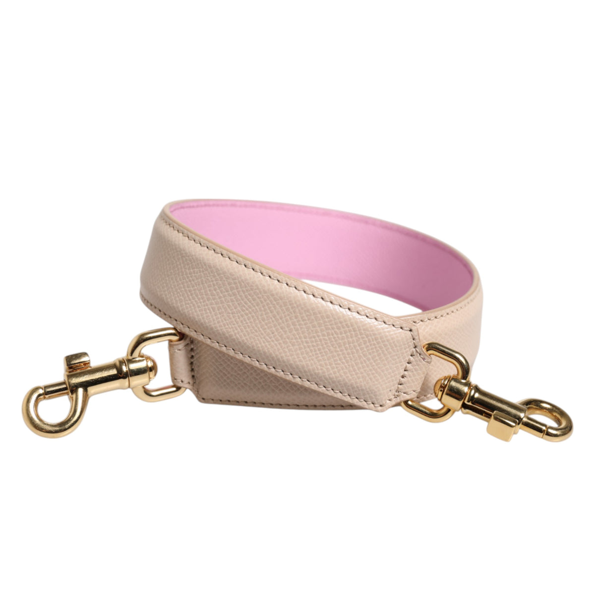 Dolce & Gabbana Leather Metal Shoulder Strap - Beige Gold Pink