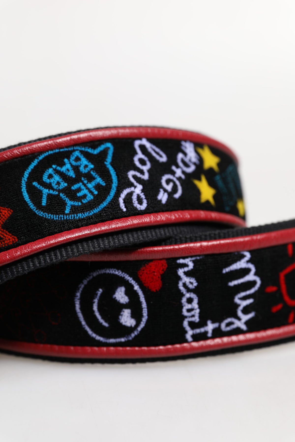 Dolce & Gabbana Calf Leather Cotton Shoulder Strap - Black Multicolor Print