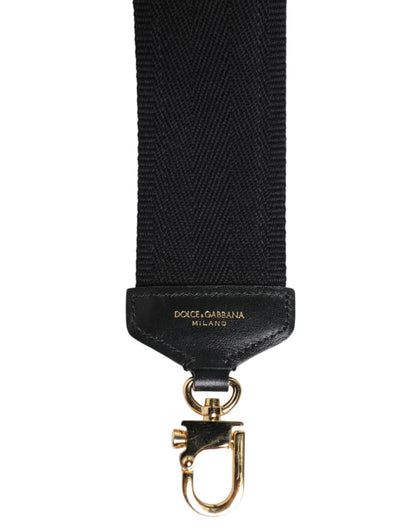 Dolce & Gabbana Calf Leather Cotton Shoulder Strap - Black Multicolor Print