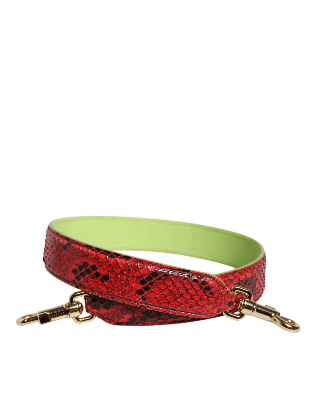 Dolce & Gabbana Calf Python Leather Shoulder Strap - Gold Green Red