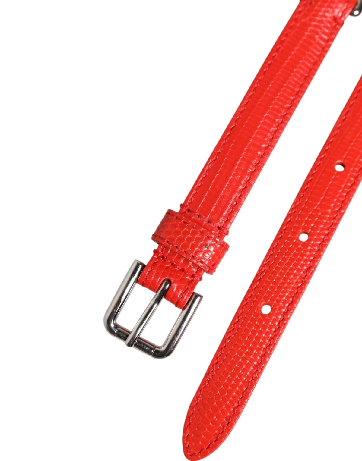 Dolce & Gabbana Brass Calf Leather & Resin Belt - Red Silver Floral