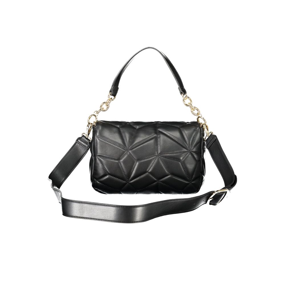 Shoulder Handbag by Mario Valentino for women in polyethylene black features an refined silhouette, showcasing a secure zipper & magnetic, ample internal-pockets, and versatile shoulder-strap, adjustable-strap, detachable-strap & handle for a sophisticated refined aesthetic.