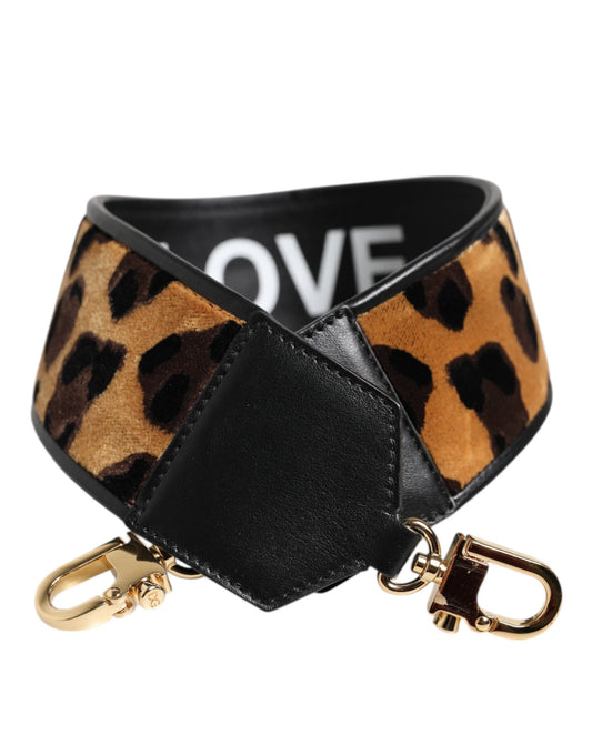 Dolce & Gabbana Calfskin Leather Shoulder Strap - Black Leopard Print Print
