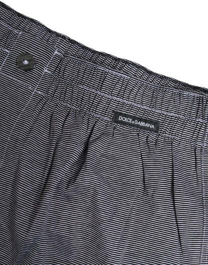 Dolce & Gabbana Gray Striped Cotton Regular Boxer Underwear