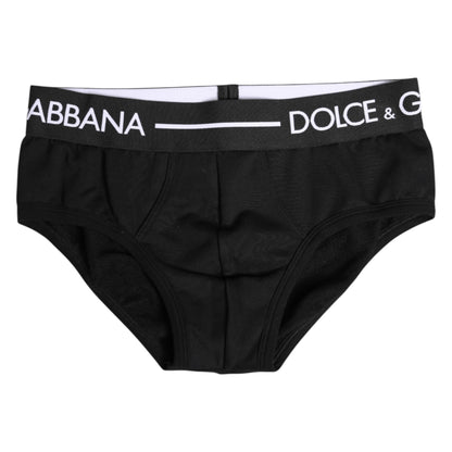 Dolce & Gabbana Black Cotton Stretch Regular Brief Underwear