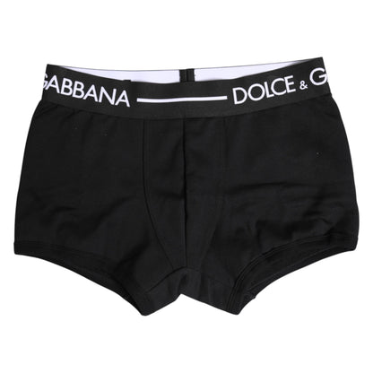 Dolce & Gabbana Black Cotton Stretch Regular Boxer Underwear