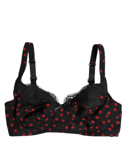 Dolce & Gabbana Black Red Polka Dot Underwired Balconette Underwear
