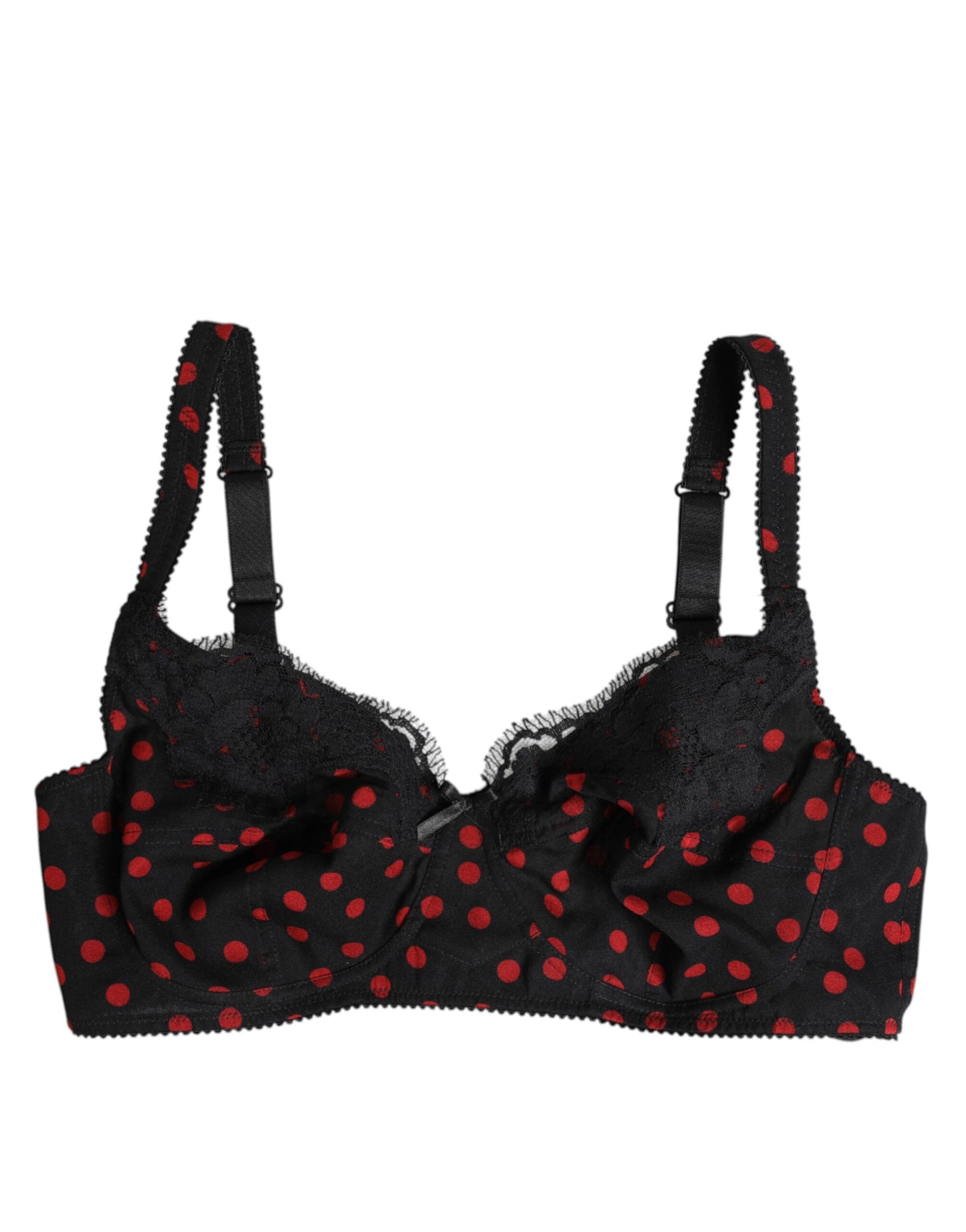 Dolce & Gabbana Black Red Polka Dot Underwired Balconette Underwear
