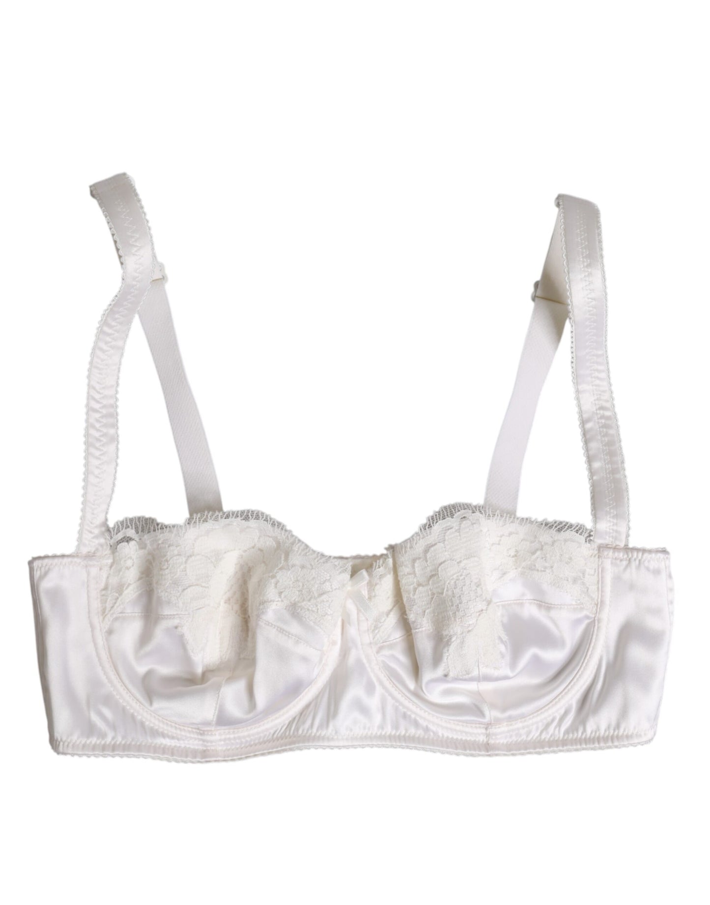 Dolce & Gabbana White Silk Underwired Balconette Bra Underwear