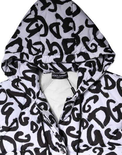 Dolce & Gabbana White DG Mania Hooded Sleeveless Puffer Jacket