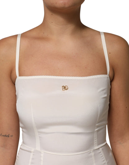 Dolce & Gabbana Women's Slip Cotton Silk Nylon & Lace Dress - Ivory White