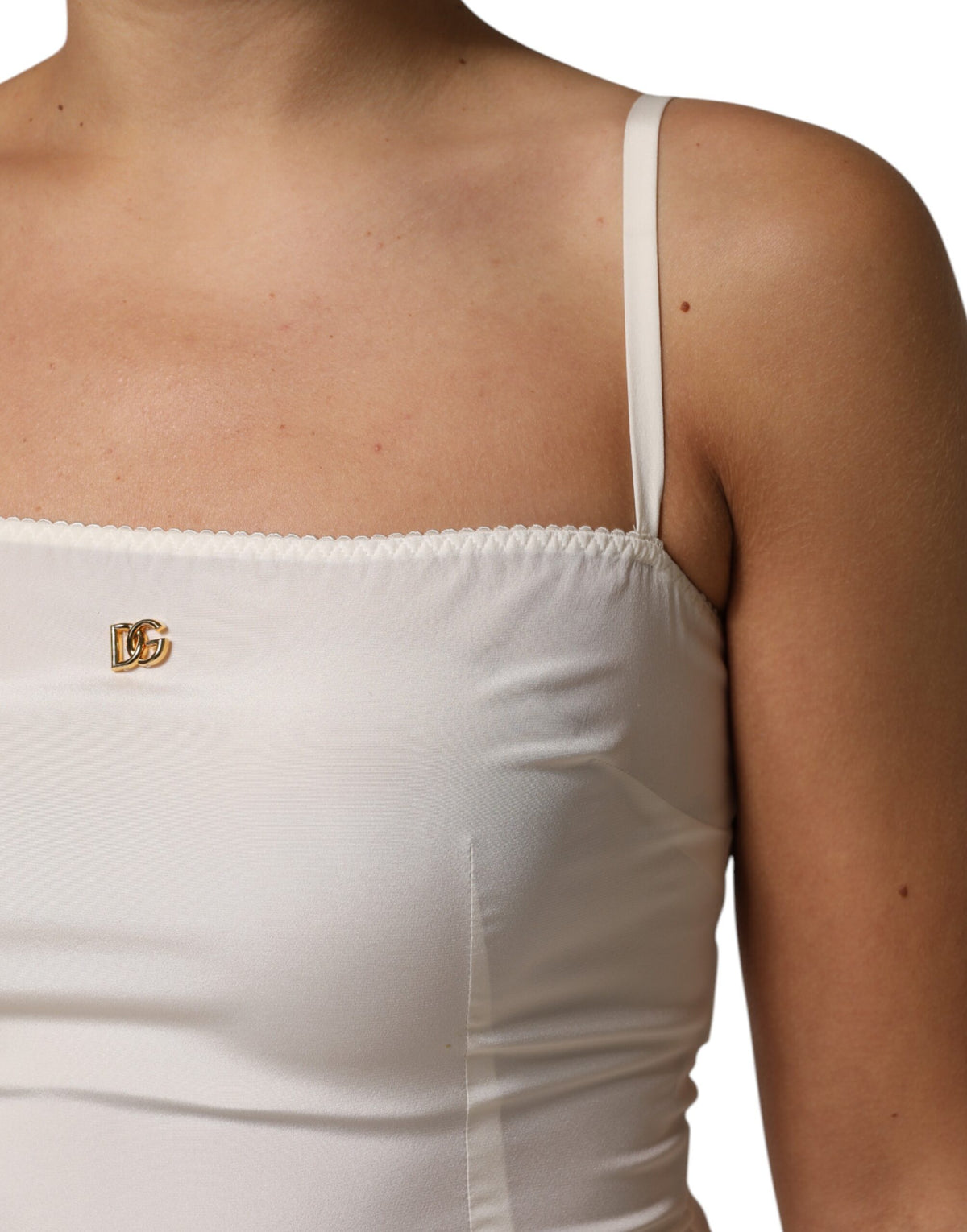 Dolce & Gabbana Women's Slip Cotton Silk Nylon & Lace Dress - Ivory White