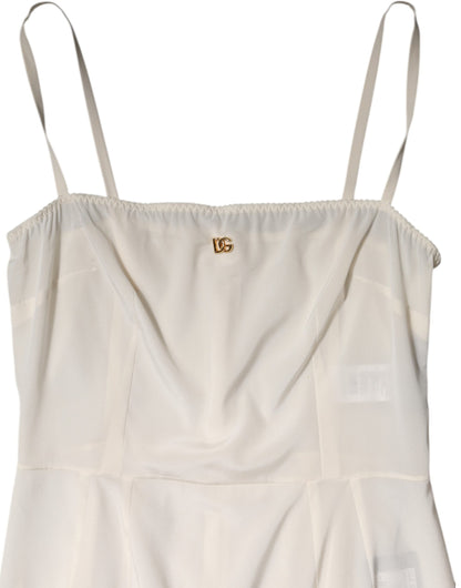 Dolce & Gabbana Women's Slip Cotton Silk Nylon & Lace Dress - Ivory White