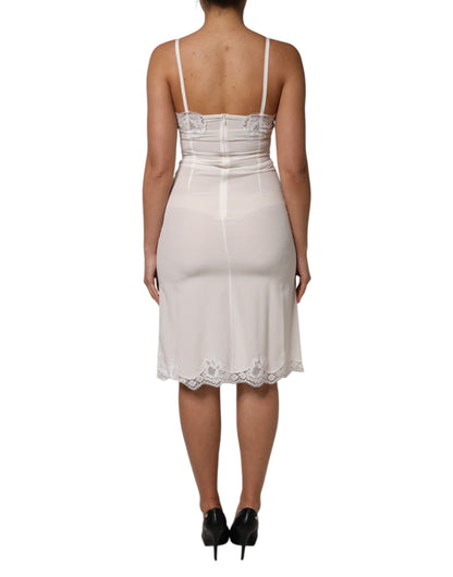Dolce & Gabbana Women's Slip Cotton Silk Nylon & Lace Dress - Gold White