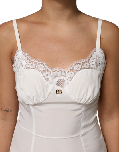 Dolce & Gabbana Women's Slip Cotton Silk Nylon & Lace Dress - White