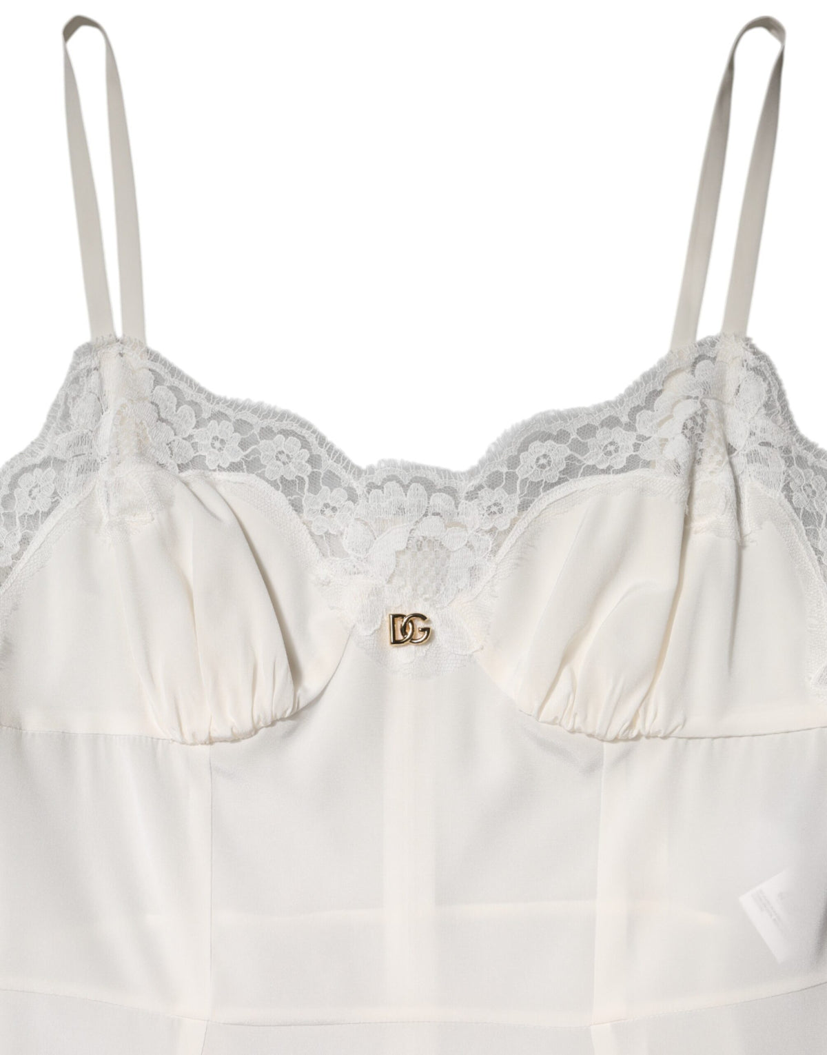 Dolce & Gabbana Women's Slip Cotton Silk Nylon & Lace Dress - White