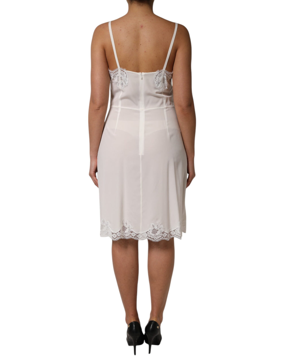 Dolce & Gabbana Women's Slip Cotton Silk Nylon & Lace Dress - Gold White