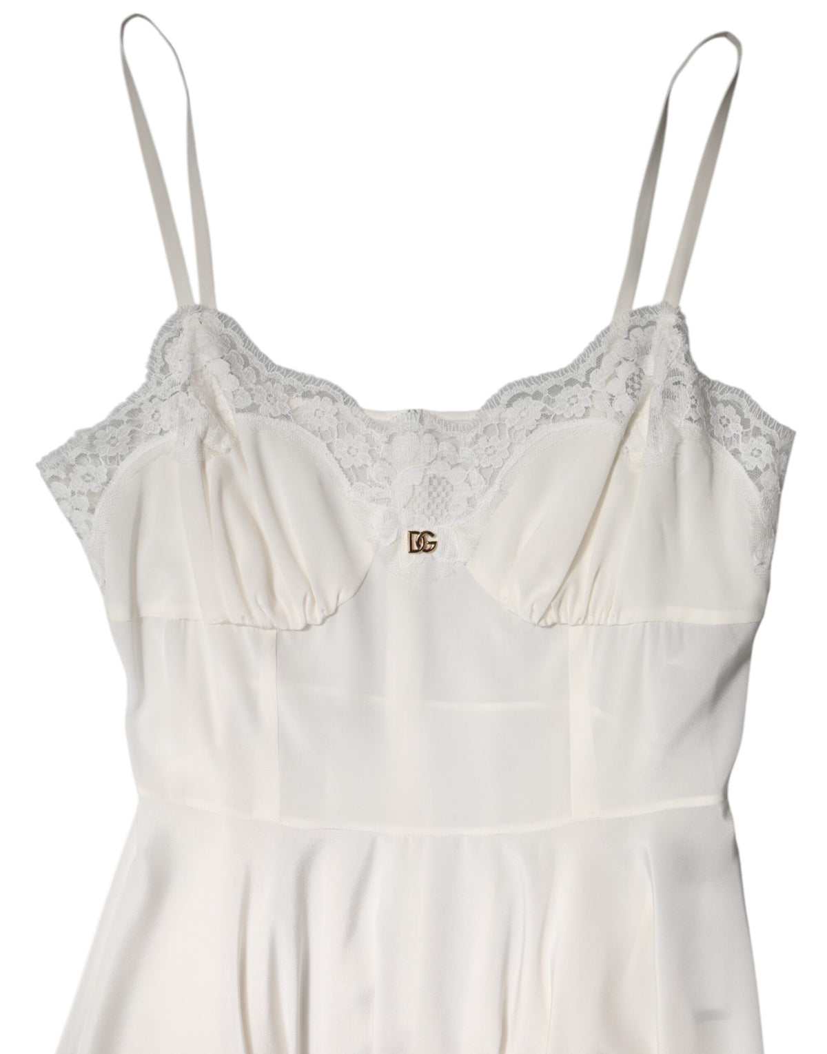 Dolce & Gabbana Women's Slip Cotton Silk Nylon & Lace Dress - Gold White