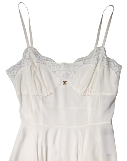 Dolce & Gabbana Women's Slip Cotton Silk Nylon & Lace Dress - Gold White