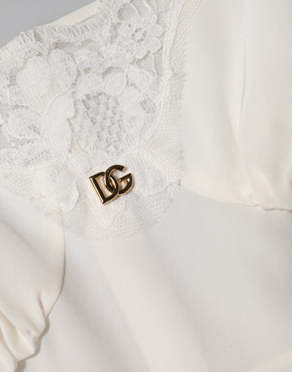 Dolce & Gabbana Women's Slip Cotton Silk Nylon & Lace Dress - Gold White
