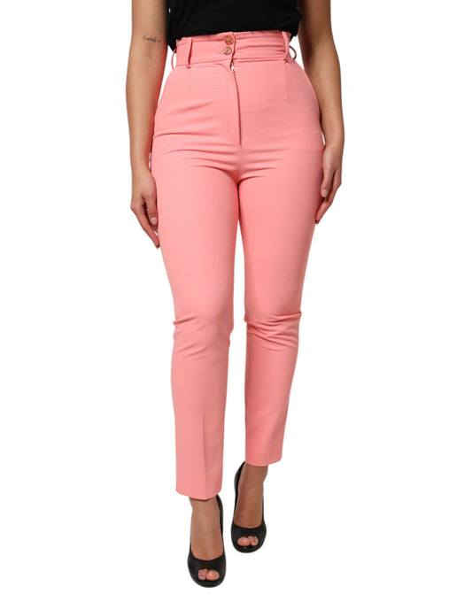 Dolce & Gabbana Women's Tapered Leg High Rise Stretch Viscose Polyester Jeans - Pink