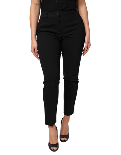 Dolce & Gabbana Women's Tapered Leg High Rise Virgin Wool & Silk Jeans - Black