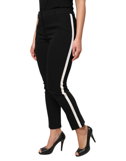 Dolce & Gabbana Women's Tapered Leg High Rise Virgin Wool & Silk Jeans - Black