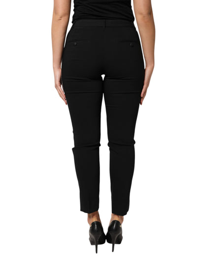 Dolce & Gabbana Women's Tapered Leg High Rise Virgin Wool & Silk Jeans - Black