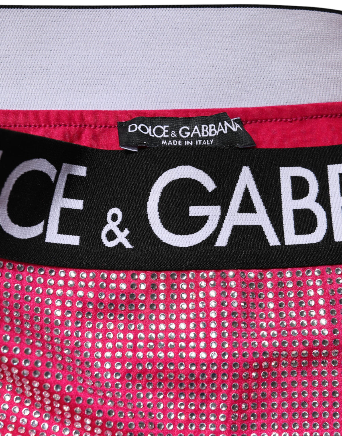 Dolce & Gabbana Women's High Rise Nylon Crystal & Rhinestone Mini Skirt - Black Pink