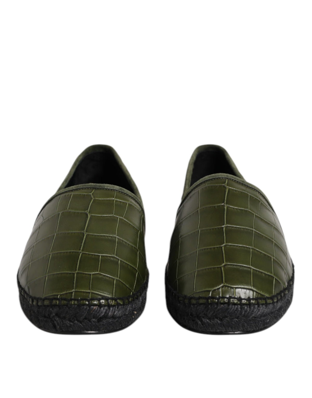 Dolce & Gabbana Men's Crocodile Skin & Goatskin Leather Espadrille Espadrilles Slip-On Shoes - Green