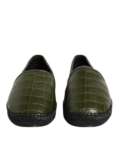 Dolce & Gabbana Men's Crocodile Skin & Goatskin Leather Espadrille Espadrilles Slip-On Shoes - Green
