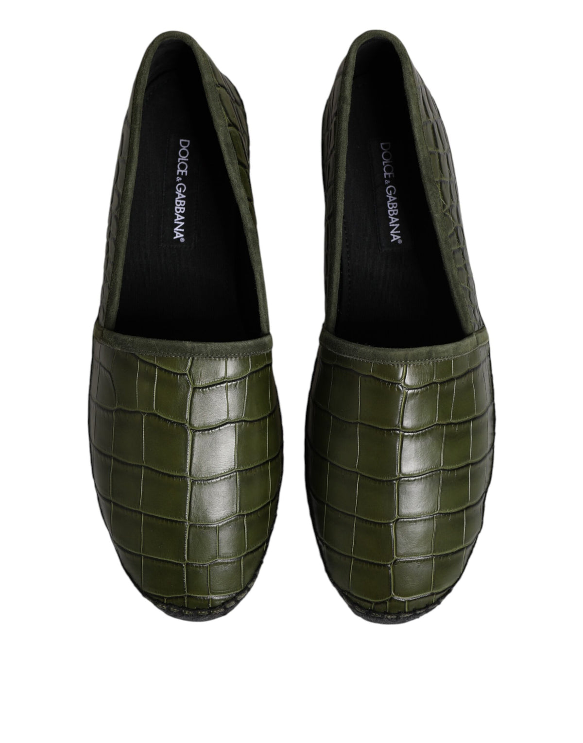 Dolce & Gabbana Men's Crocodile Skin & Goatskin Leather Espadrille Espadrilles Slip-On Shoes - Green