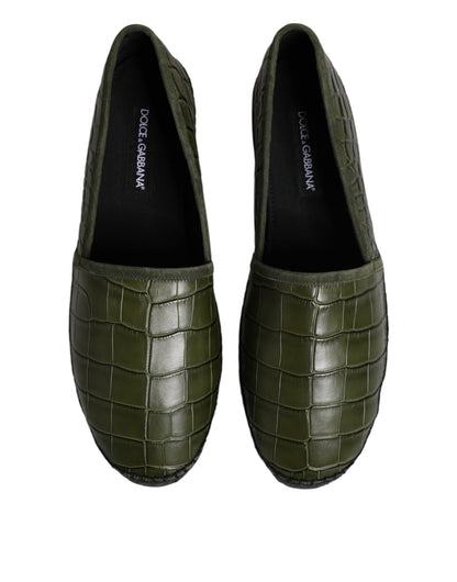 Dolce & Gabbana Men's Crocodile Skin & Goatskin Leather Espadrille Espadrilles Slip-On Shoes - Green