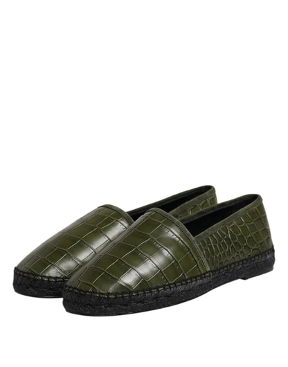 Dolce & Gabbana Men's Crocodile Skin & Goatskin Leather Espadrille Espadrilles Slip-On Shoes - Green