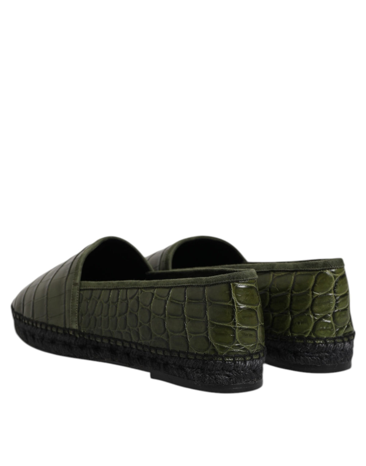 Dolce & Gabbana Men's Crocodile Skin & Goatskin Leather Espadrille Espadrilles Slip-On Shoes - Green