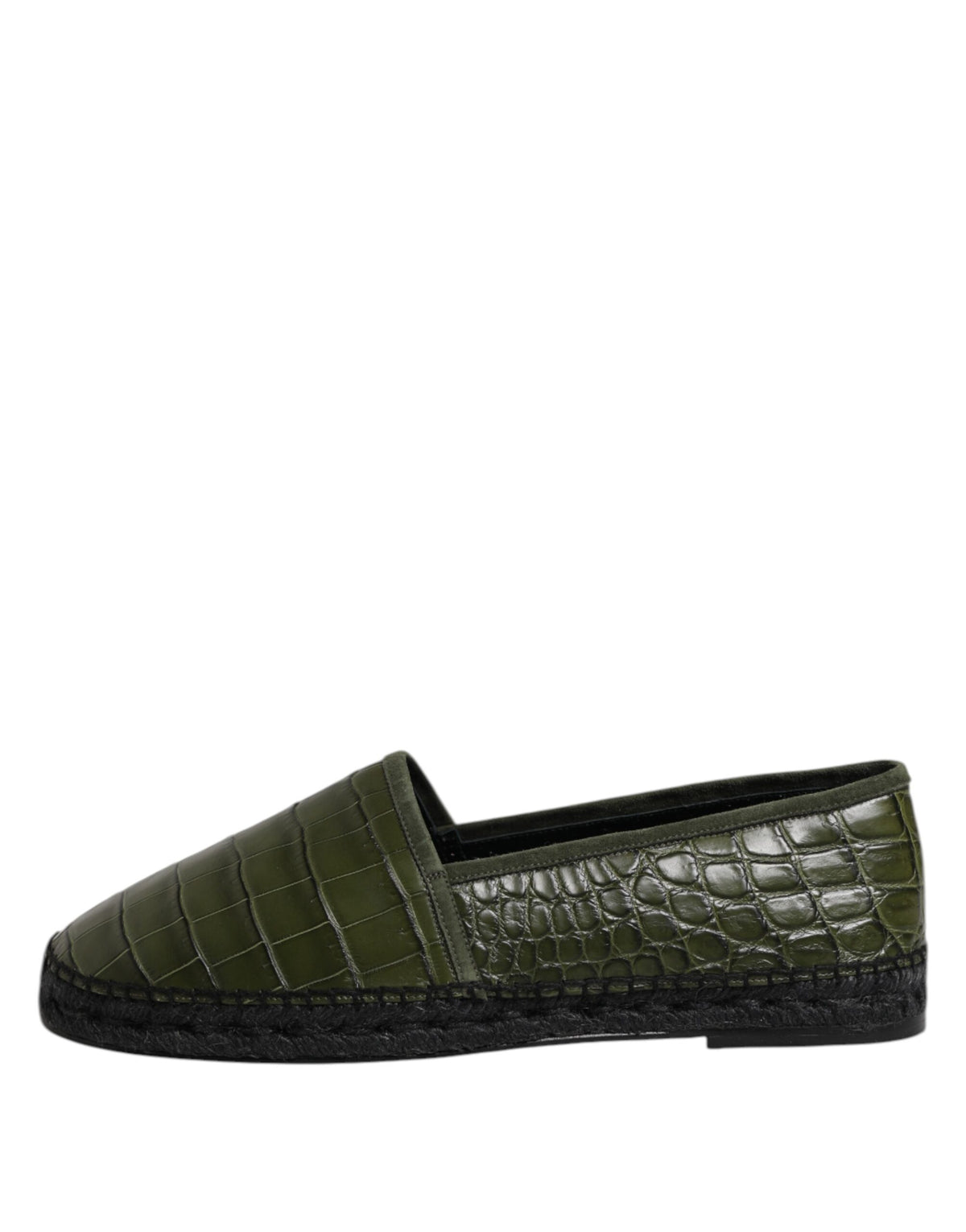 Dolce & Gabbana Men's Crocodile Skin & Goatskin Leather Espadrille Espadrilles Slip-On Shoes - Green