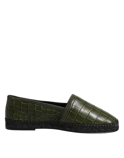 Dolce & Gabbana Men's Crocodile Skin & Goatskin Leather Espadrille Espadrilles Slip-On Shoes - Green