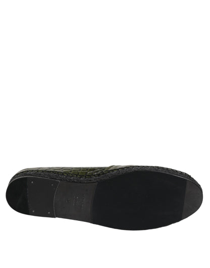 Dolce & Gabbana Men's Crocodile Skin & Goatskin Leather Espadrille Espadrilles Slip-On Shoes - Green