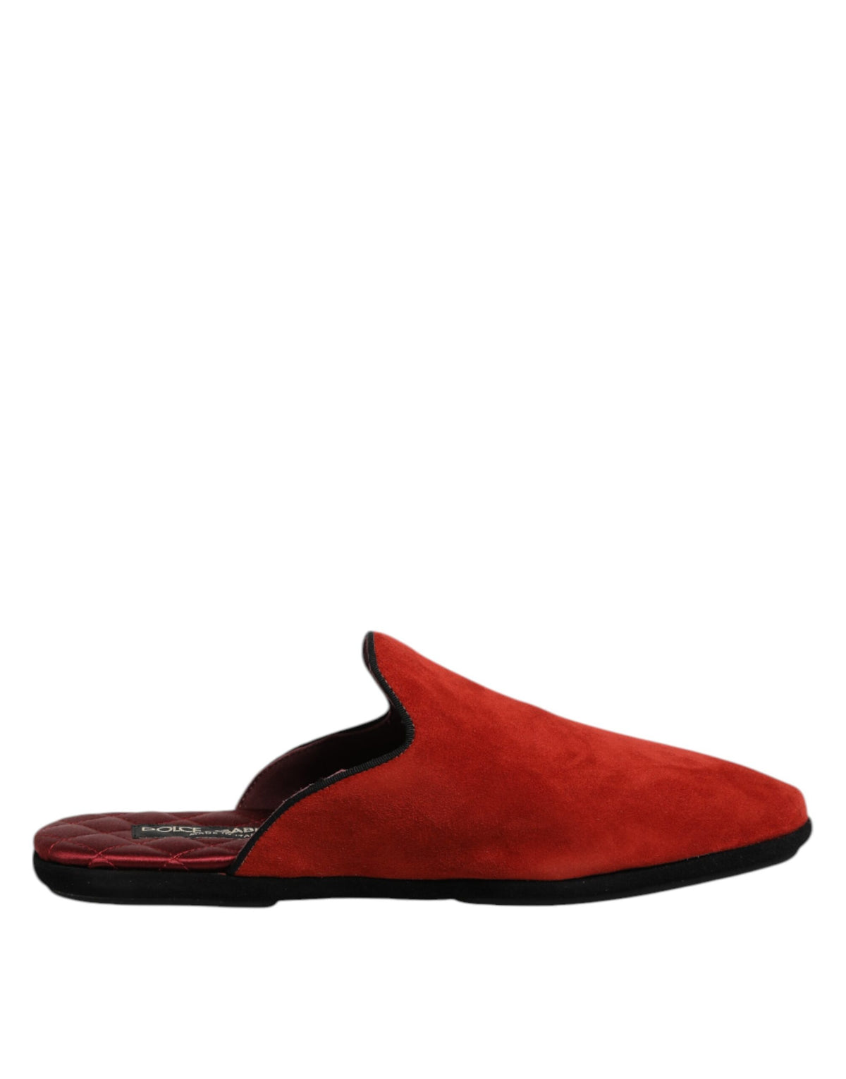 Dolce & Gabbana Men's Satin Velvet & Suede Leather Flat Slider Sandals - Orange