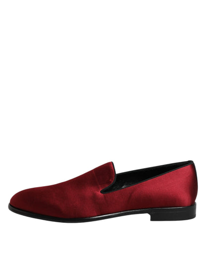 Dolce & Gabbana Red Velvet Slip On Loafers Formal Shoes