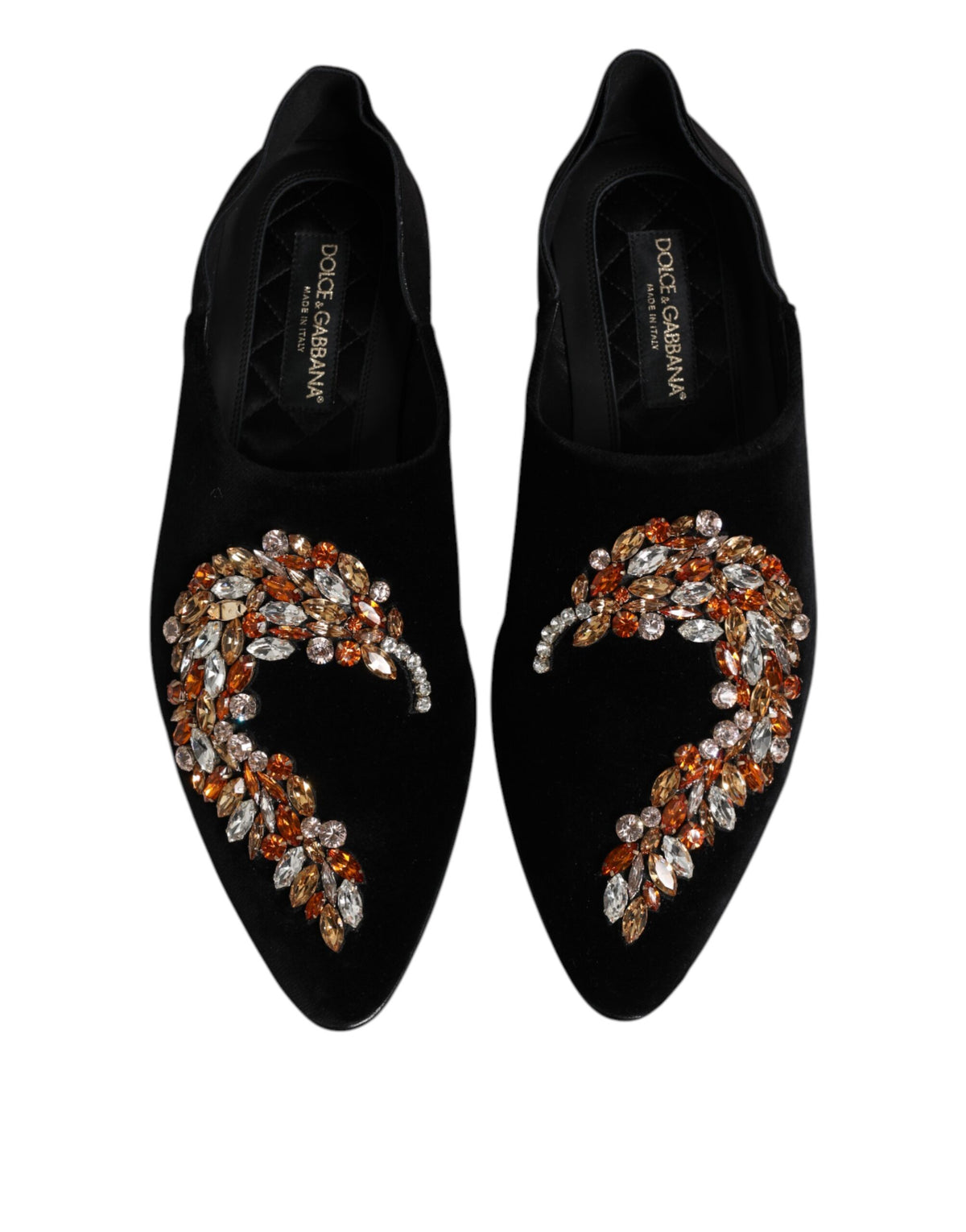 Dolce & Gabbana Men's Leather & Velvet Loafer Slip-On Shoes - Black Multicolor