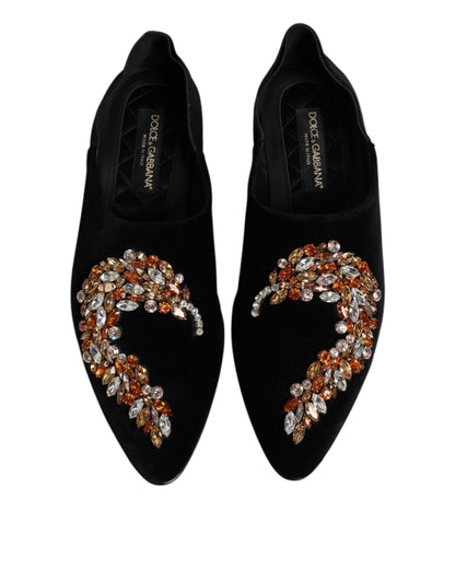 Dolce & Gabbana Men's Leather & Velvet Loafer Slip-On Shoes - Black Multicolor