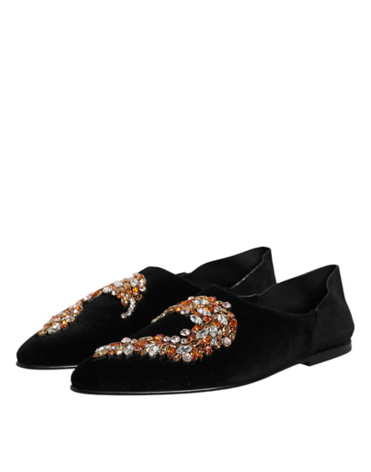 Dolce & Gabbana Men's Leather & Velvet Loafer Slip-On Shoes - Black Multicolor
