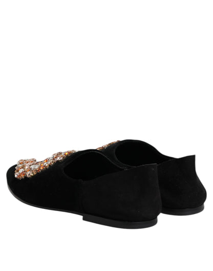 Dolce & Gabbana Men's Leather & Velvet Loafer Slip-On Shoes - Black Multicolor
