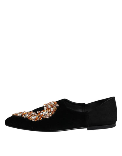 Dolce & Gabbana Men's Leather & Velvet Loafer Slip-On Shoes - Black Multicolor